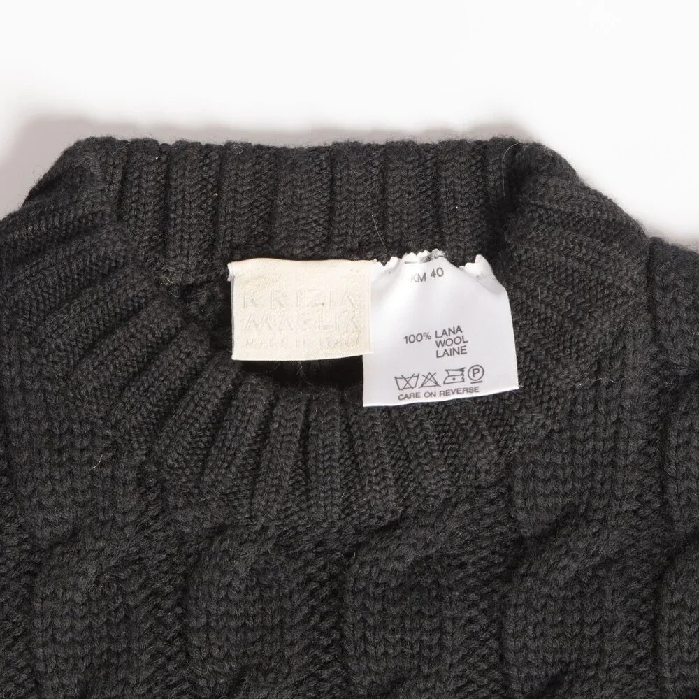 Krizia Maglia Black Cable Knit Wool Sweater Size US 4 - Picture 6 of 6